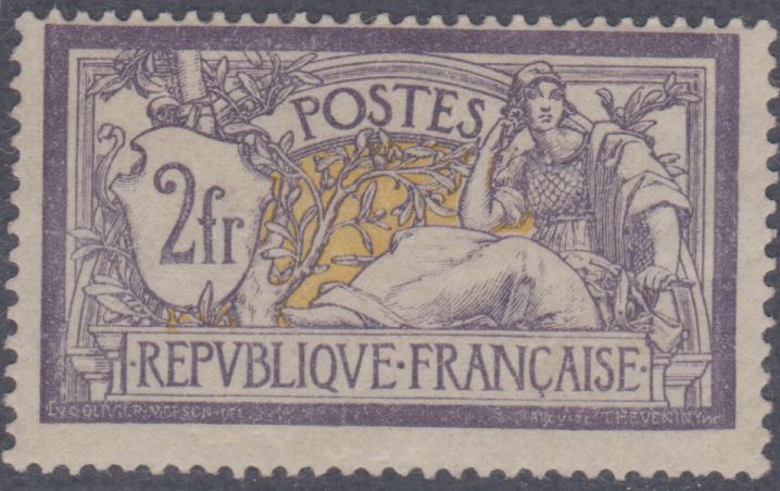 Timbre: type Merson 2 Fr violet
