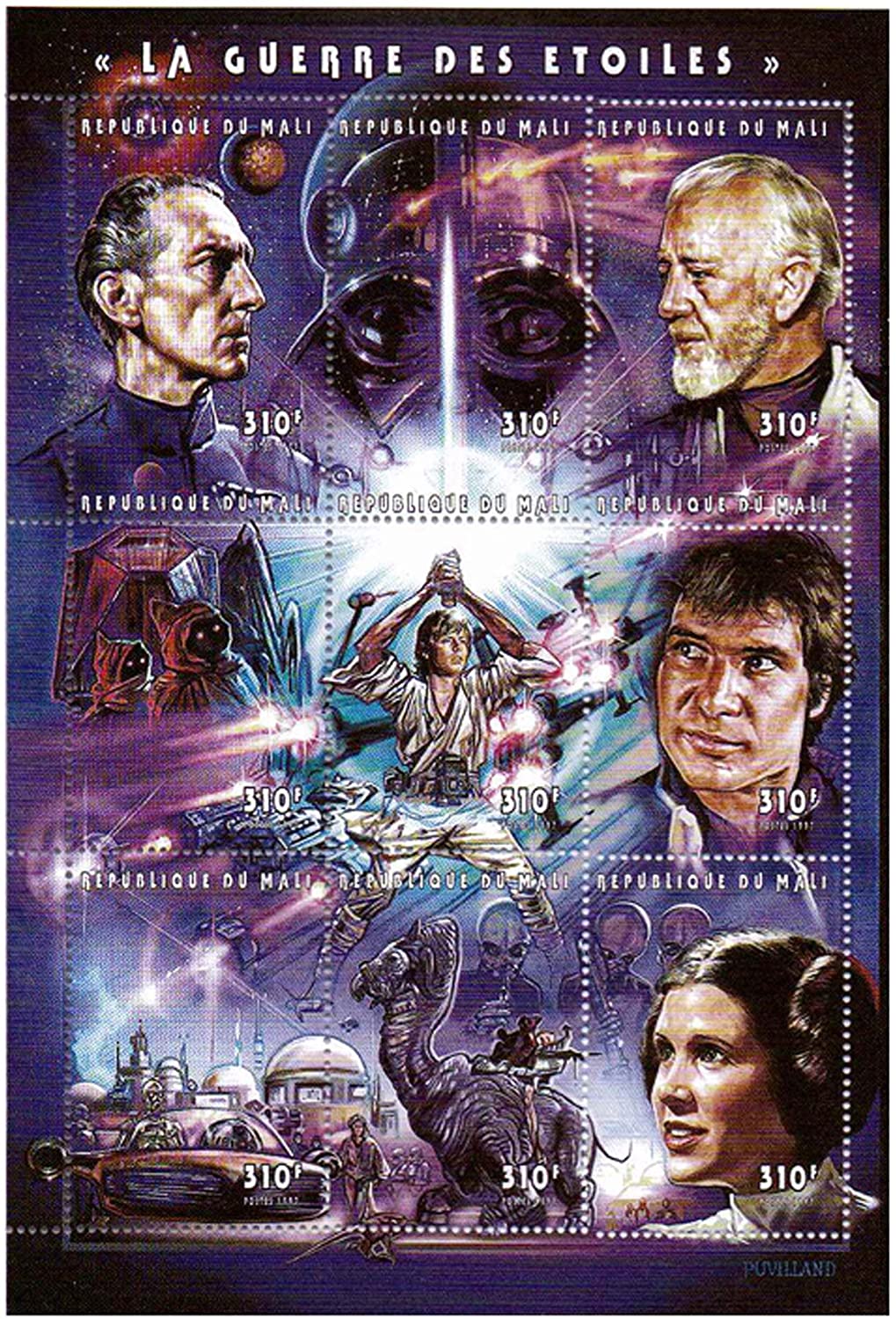Star Wars timbres feuillet 9 timbres