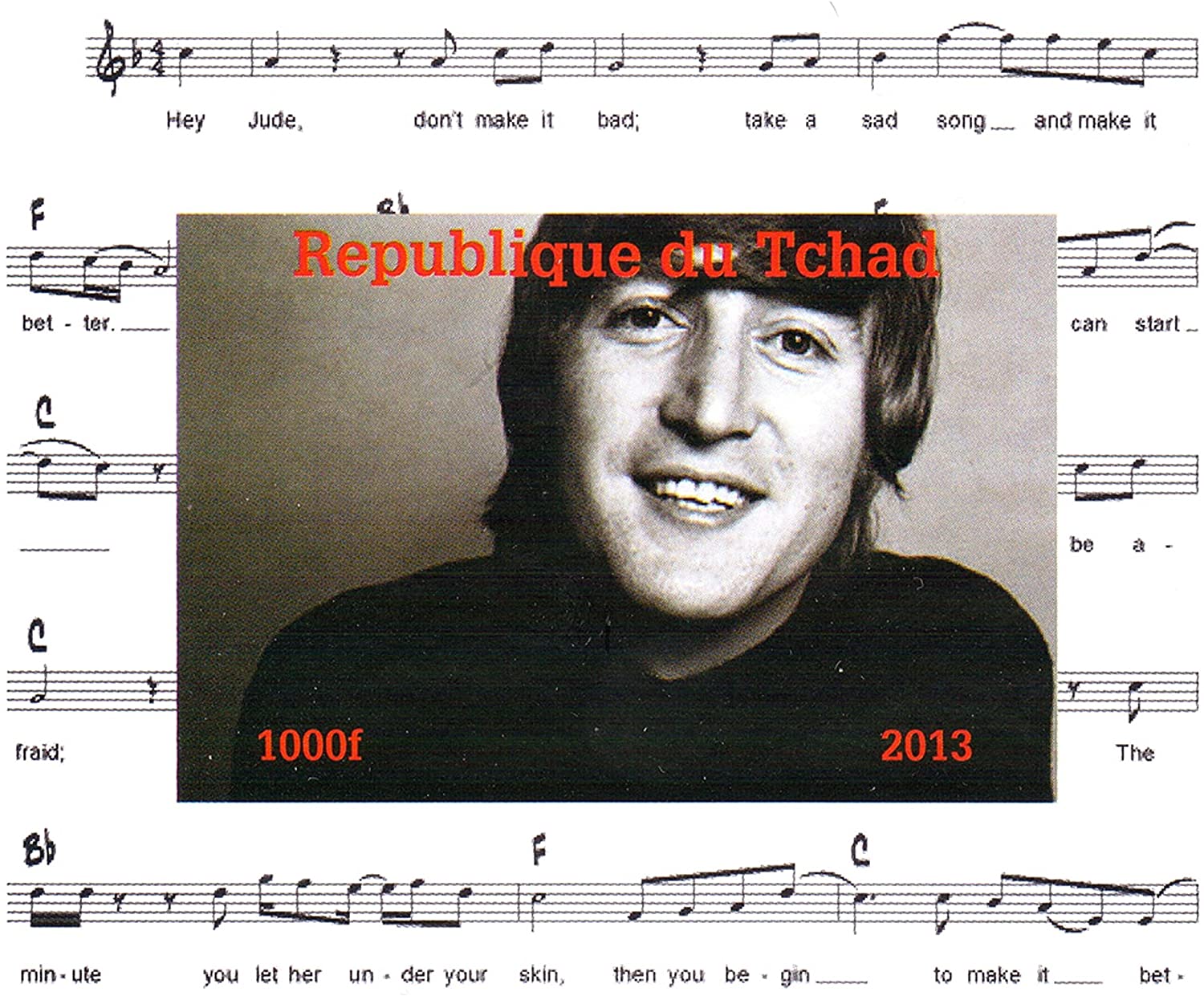 Beatles - John Lennon Feuillet  neuf 2013 - Tchad 