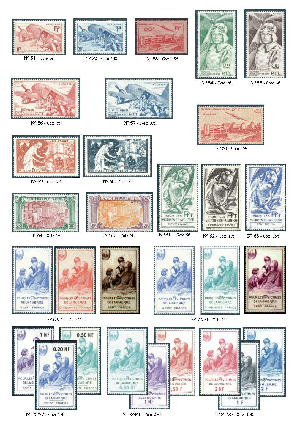 Les timbres de Bienfaisance des P.T.T.